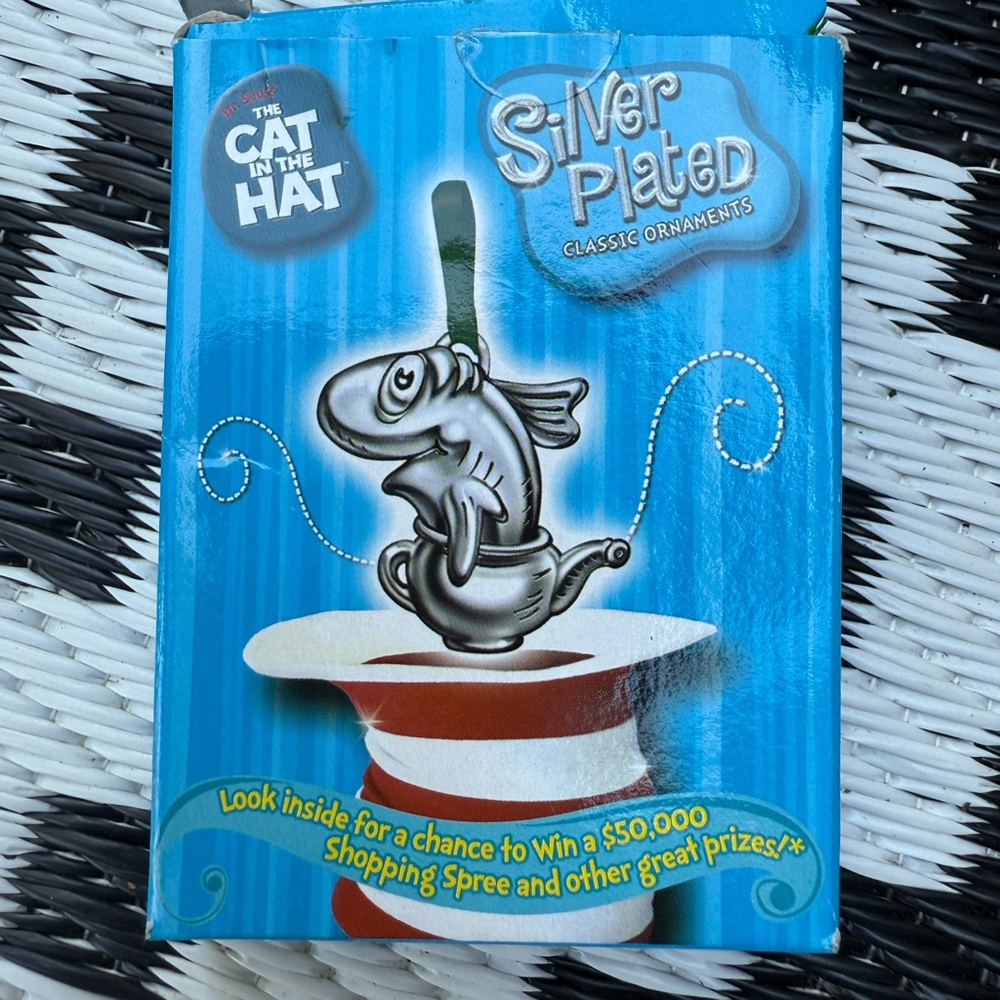 Dr. Seuss Cat in the Hat silverplated ornament “fish in a dish” Bundle2save!
